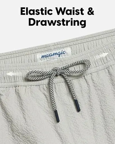 maamgic Men's Swim Trunks 5.5 inch Seersucker 2 in 1 Beach Shorts Quick Dry Bathing Suits with Compression Liner - 3