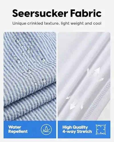 maamgic Men's Swim Trunks 5.5 inch Seersucker 2 in 1 Beach Shorts Quick Dry Bathing Suits with Compression Liner - 2