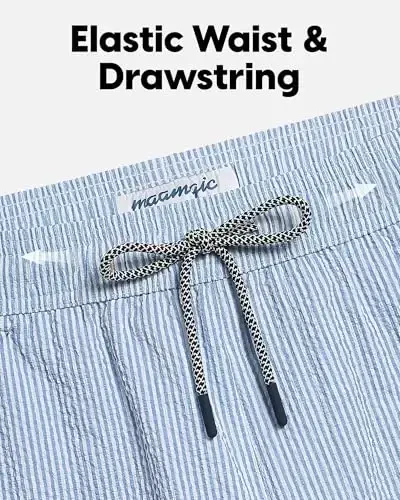 maamgic Men's Swim Trunks 5.5 inch Seersucker 2 in 1 Beach Shorts Quick Dry Bathing Suits with Compression Liner - 3