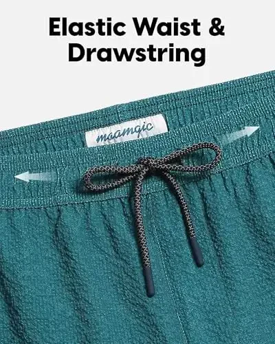 maamgic Men's Swim Trunks 5.5 inch Seersucker 2 in 1 Beach Shorts Quick Dry Bathing Suits with Compression Liner - 3