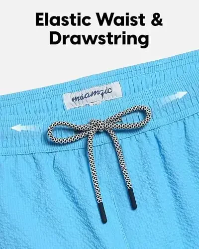 maamgic Men's Swim Trunks 5.5 inch Seersucker 2 in 1 Beach Shorts Quick Dry Bathing Suits with Compression Liner - 3