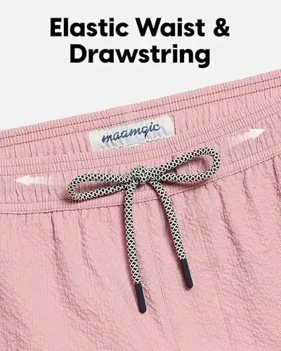 maamgic Men's Swim Trunks 5.5 inch Seersucker 2 in 1 Beach Shorts Quick Dry Bathing Suits with Compression Liner - 3