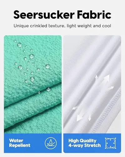 maamgic Men's Swim Trunks 5.5 inch Seersucker 2 in 1 Beach Shorts Quick Dry Bathing Suits with Compression Liner - 2