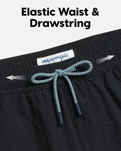maamgic Men's Swim Trunks 5.5 inch Seersucker 2 in 1 Beach Shorts Quick Dry Bathing Suits with Compression Liner - 3