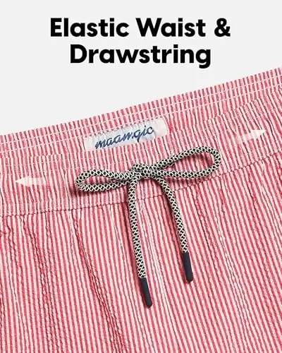 maamgic Men's Swim Trunks 5.5 inch Seersucker 2 in 1 Beach Shorts Quick Dry Bathing Suits with Compression Liner - 3