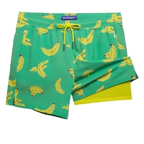 maamgic Mens Swim Trunks with Compression Liner Short Stretch Mens Bathing Suit Quick Dry Swimming Trunks Swimsuit 