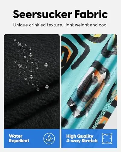 maamgic Men's Swim Trunks 5.5 inch Seersucker 2 in 1 Beach Shorts Quick Dry Bathing Suits with Compression Liner - 2