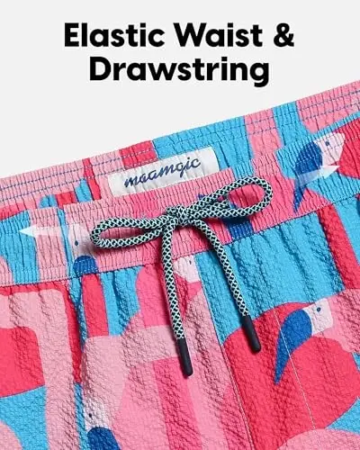 maamgic Men's Swim Trunks 5.5 inch Seersucker 2 in 1 Beach Shorts Quick Dry Bathing Suits with Compression Liner - 3