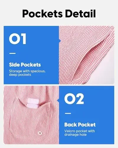 maamgic Men's Swim Trunks 5.5 inch Seersucker Beach Shorts Quick Dry Bathing Suits with Mesh Liner - 5