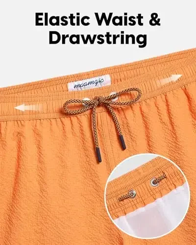maamgic Men's Swim Trunks 5.5 inch Seersucker Beach Shorts Quick Dry Bathing Suits with Mesh Liner - 3