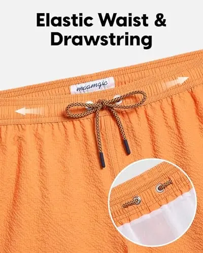 maamgic Men's Swim Trunks 5.5 inch Seersucker Beach Shorts Quick Dry Bathing Suits with Mesh Liner - 3