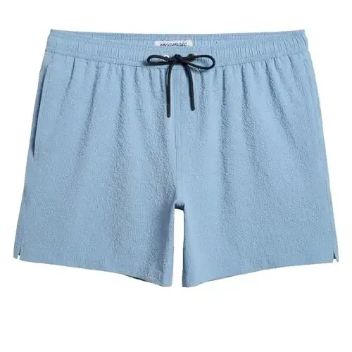 maamgic Men's Swim Trunks 5.5 inch Seersucker Beach Shorts Quick Dry Bathing Suits with Mesh Liner - MODAZONE