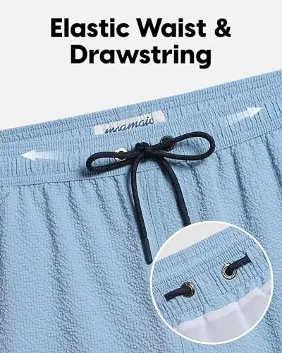 maamgic Men's Swim Trunks 5.5 inch Seersucker Beach Shorts Quick Dry Bathing Suits with Mesh Liner - 3