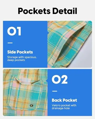 maamgic Men's Swim Trunks 5.5 inch Seersucker Beach Shorts Quick Dry Bathing Suits with Mesh Liner - 4