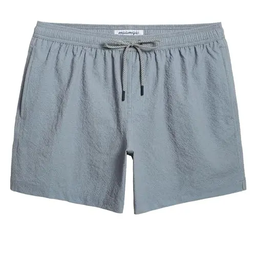 maamgic Men's Swim Trunks 5.5 inch Seersucker Beach Shorts Quick Dry Bathing Suits with Mesh Liner 