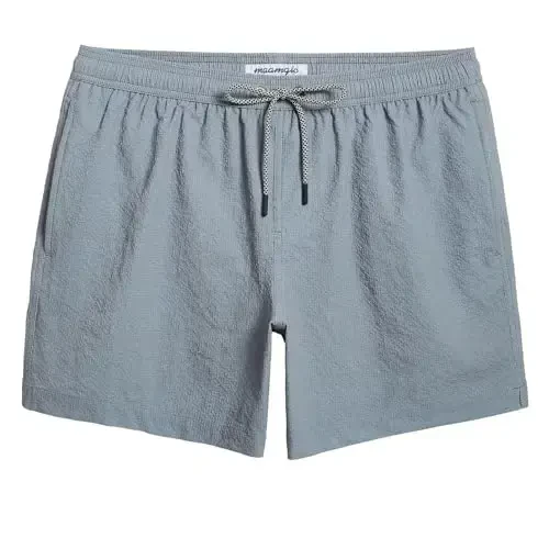 maamgic Men's Swim Trunks 5.5 inch Seersucker Beach Shorts Quick Dry Bathing Suits with Mesh Liner - 1