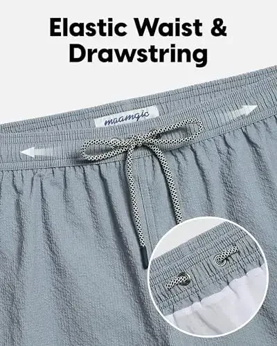 maamgic Men's Swim Trunks 5.5 inch Seersucker Beach Shorts Quick Dry Bathing Suits with Mesh Liner - 3
