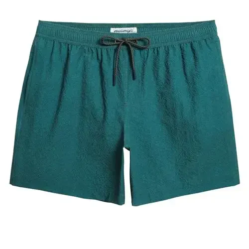 maamgic Men's Swim Trunks 5.5 inch Seersucker Beach Shorts Quick Dry Bathing Suits with Mesh Liner 