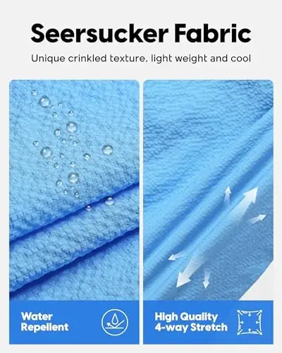 maamgic Men's Swim Trunks 5.5 inch Seersucker Beach Shorts Quick Dry Bathing Suits with Mesh Liner - MODAZONE (1)