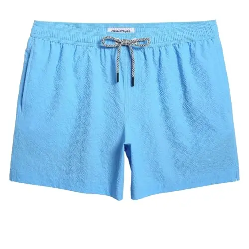 maamgic Men's Swim Trunks 5.5 inch Seersucker Beach Shorts Quick Dry Bathing Suits with Mesh Liner 