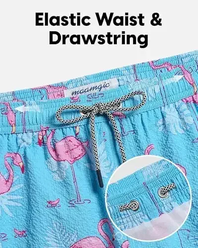 maamgic Men's Swim Trunks 5.5 inch Seersucker Beach Shorts Quick Dry Bathing Suits with Mesh Liner - 3