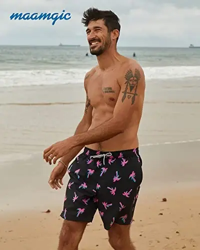 maamgic Mens Swim Trunks Quick Dry Swim Shorts with Mesh Lining Funny Swimwear Bathing Suits 7inch - 6