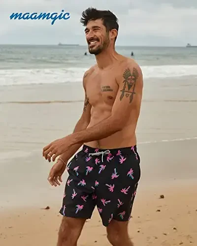 maamgic Mens Swim Trunks Quick Dry Swim Shorts with Mesh Lining Funny Swimwear Bathing Suits 7inch - 6