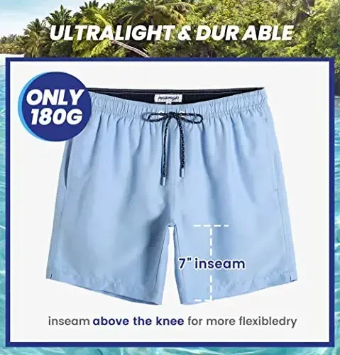 maamgic Mens Swim Trunks Quick Dry Swim Shorts with Mesh Lining Funny Swimwear Bathing Suits 7inch - 7