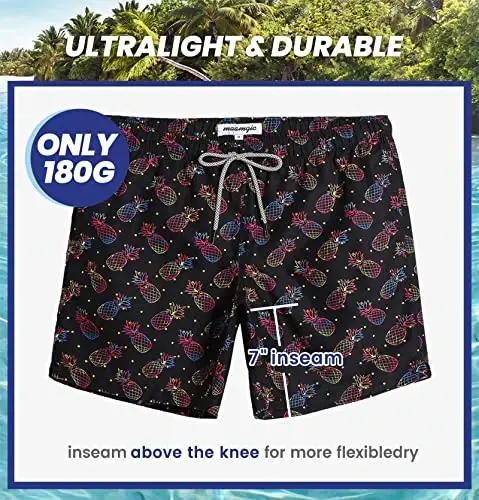 maamgic Mens Swim Trunks Quick Dry Swim Shorts with Mesh Lining Funny Swimwear Bathing Suits 7inch - 5
