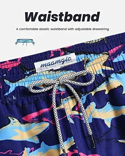 maamgic Mens Swim Trunks Quick Dry Swim Shorts with Mesh Lining Funny Swimwear Bathing Suits 7inch - 4