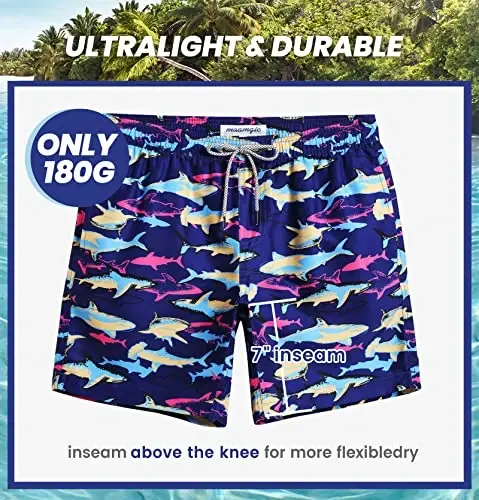 maamgic Mens Swim Trunks Quick Dry Swim Shorts with Mesh Lining Funny Swimwear Bathing Suits 7inch - 6
