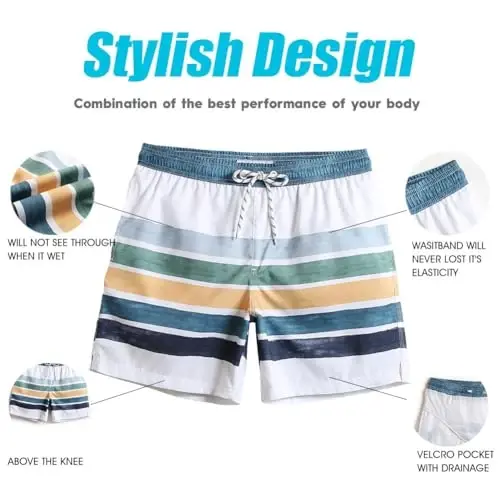 maamgic Mens Slim Fit Swim Shorts Swim Trunks 7 inch Quick Dry Mens Bathing Suits with Mesh Lining - 3