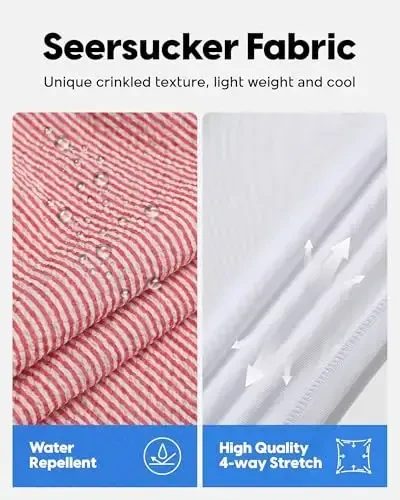 maamgic Men's Swim Trunks 5.5 inch Seersucker 2 in 1 Beach Shorts Quick Dry Bathing Suits with Compression Liner - 2