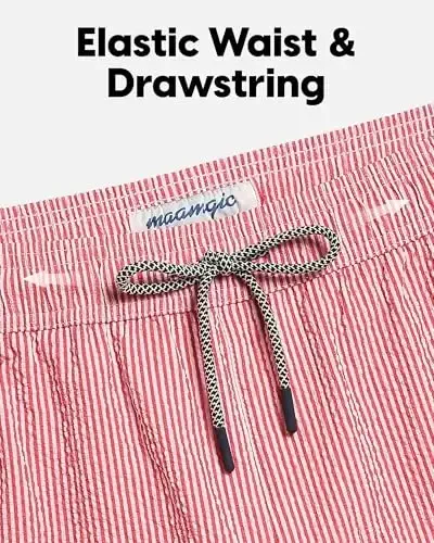 maamgic Men's Swim Trunks 5.5 inch Seersucker 2 in 1 Beach Shorts Quick Dry Bathing Suits with Compression Liner - 3