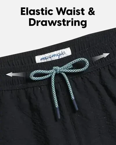 maamgic Men's Swim Trunks 5.5 inch Seersucker 2 in 1 Beach Shorts Quick Dry Bathing Suits with Compression Liner - 3