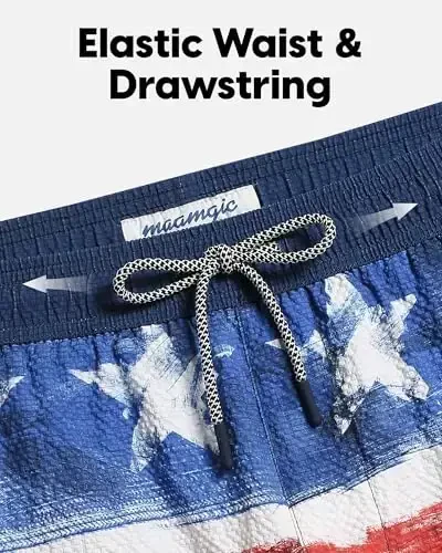 maamgic Men's Swim Trunks 5.5 inch Seersucker 2 in 1 Beach Shorts Quick Dry Bathing Suits with Compression Liner - 3