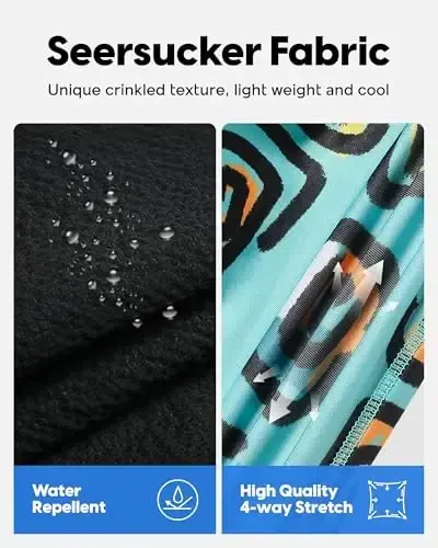 maamgic Men's Swim Trunks 5.5 inch Seersucker 2 in 1 Beach Shorts Quick Dry Bathing Suits with Compression Liner - MODAZONE (1)