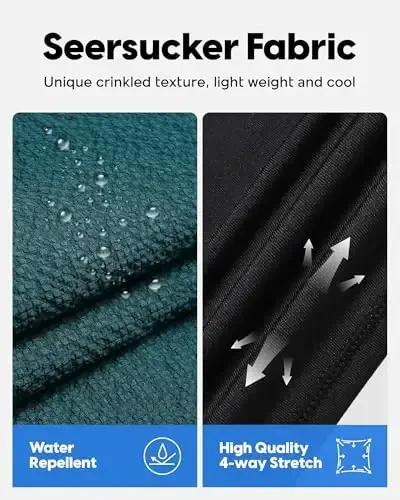 maamgic Men's Swim Trunks 5.5 inch Seersucker 2 in 1 Beach Shorts Quick Dry Bathing Suits with Compression Liner - 2