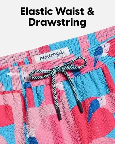 maamgic Men's Swim Trunks 5.5 inch Seersucker 2 in 1 Beach Shorts Quick Dry Bathing Suits with Compression Liner - 3