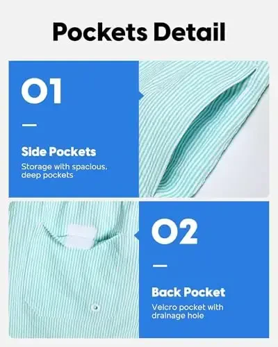 maamgic Men's Swim Trunks 5.5 inch Seersucker Beach Shorts Quick Dry Bathing Suits with Mesh Liner - 4