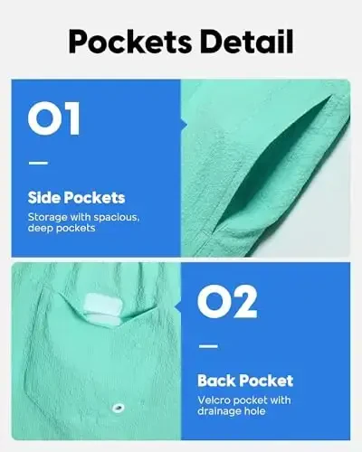 maamgic Men's Swim Trunks 5.5 inch Seersucker Beach Shorts Quick Dry Bathing Suits with Mesh Liner - 4