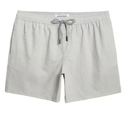 maamgic Men's Swim Trunks 5.5 inch Seersucker Beach Shorts Quick Dry Bathing Suits with Mesh Liner 