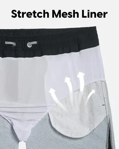 maamgic Men's Swim Trunks 5.5 inch Seersucker Beach Shorts Quick Dry Bathing Suits with Mesh Liner - 5