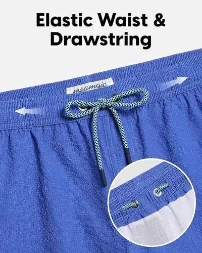 maamgic Men's Swim Trunks 5.5 inch Seersucker Beach Shorts Quick Dry Bathing Suits with Mesh Liner - 3