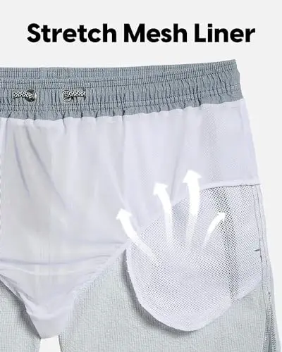 maamgic Men's Swim Trunks 5.5 inch Seersucker Beach Shorts Quick Dry Bathing Suits with Mesh Liner - 5