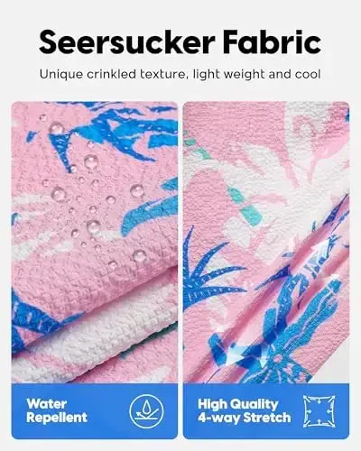 maamgic Men's Swim Trunks 5.5 inch Seersucker Beach Shorts Quick Dry Bathing Suits with Mesh Liner - 2