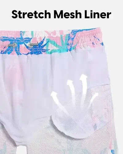 maamgic Men's Swim Trunks 5.5 inch Seersucker Beach Shorts Quick Dry Bathing Suits with Mesh Liner - 5