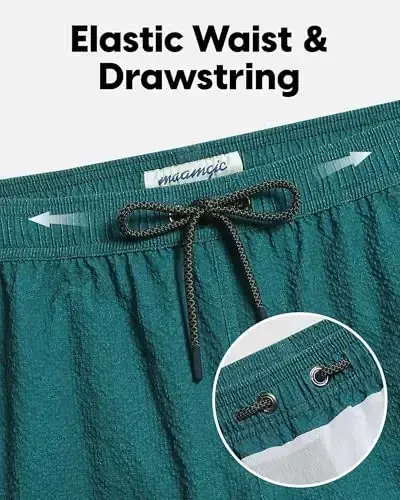 maamgic Men's Swim Trunks 5.5 inch Seersucker Beach Shorts Quick Dry Bathing Suits with Mesh Liner - 3