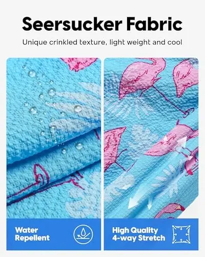 maamgic Men's Swim Trunks 5.5 inch Seersucker Beach Shorts Quick Dry Bathing Suits with Mesh Liner - 2