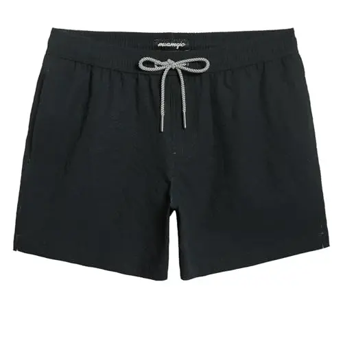 maamgic Men's Swim Trunks 5.5 inch Seersucker Beach Shorts Quick Dry Bathing Suits with Mesh Liner - 1